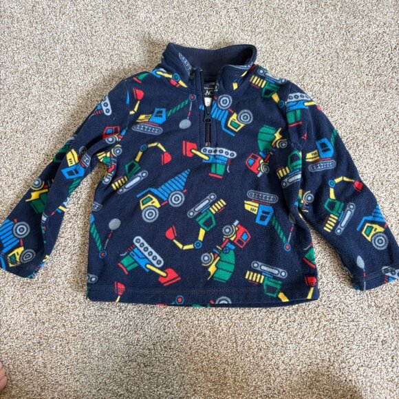 The Children’s Place toddler boys pullover fleece blue 2T construction vehicle - Picture 2 of 8